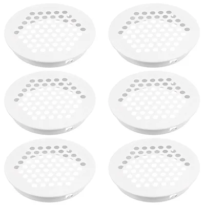 Produktbild von Runde Lüftungsgitter, 60 mm, flach, weiß, Edelstahl, 6 Stück