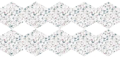 Obrázek produktu pro Protiskluzové samolepky na podlahu s ochrannou fólií – dlaždice TERRAZZO NUCCIO – 60 x 135 cm – 10 šestiúhelníkových samolepek 30 x 26 cm