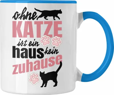 Produktbild von Trendation - Katze Tassen Katzenbesitzer Geschenk Katzen Geschenkidee Lustige Tasse mit Spruch Kater Katzenmama (Blau)