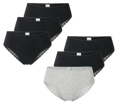 Produktbild von Schiesser Damen Brasilslip 6-Pack Modern Multipacks - schwarz-grau - Größe 42