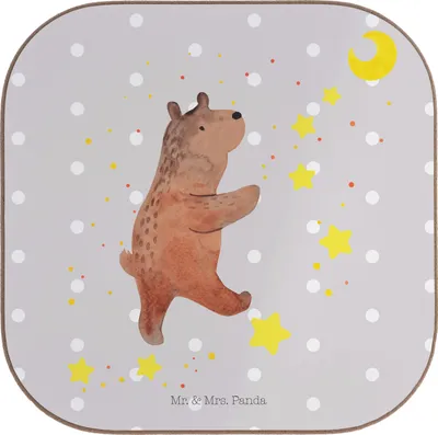 Produktbild von Mr. & Mrs. Panda Untersetzer für Gläser Bär Träume - Grau Pastell - Geschenk, Tasse, Traumdeutung, gläseruntersetzer, Traum, Tischschoner, Holzuntersetzer, Träumen, Teddy