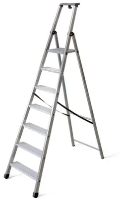 Immagine prodotto di Scala in alluminio con gradini e pedana antiscivolo normativa EN131 sicurezza e comodità di salita - 7 gradini 56x134xH237 cm