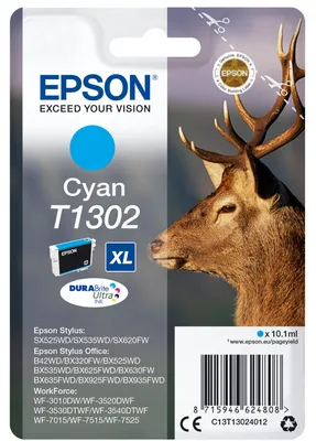 Immagine prodotto di Epson T1302 - 10,1 ml - Ciano - Originale - Blister con allarme RF / acustico - Cartuccia d'inchiostro