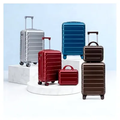 Produktbild von 2-teiliges Kofferset 14"/19" aus ABS, Stabiler Reisekoffer mit 360° Spinnerrädern, praktische Kosmetiktasche mit Zahlenschloss, Hartschalen-Gepäckset für Kurzreisen (Silver + ABS)