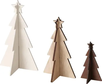 Produktbild von Dekorative Tannenbäume aus Sperrholz KARL, 12-25 cm, 3er-Set