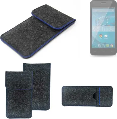 Produktbild von K-S-Trade Handy-Hülle Schutz-Hülle kompatibel mit Qilive Q.4868 Filztasche Pouch Tasche Case Sleeve Filzhülle dunkelgrau, blauer Rand