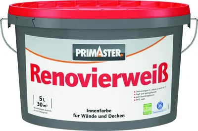 Produktbild von Primaster Wandfarbe Renovierweiß weiß 5 L