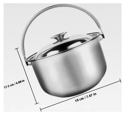 Produktbild von Suppentopf aus Edelstahl 18 cm mit Deckel und Verbrühungsschutzgriff für den Hausgebrauch und die Gastronomie