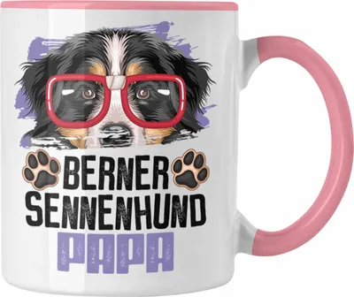 Produktbild von Trendation - Berner Sennen Papa Besitzer Tasse Geschenk Lustiger Spruch Geschenkidee Berner Sennen Liebhaber (Rosa)