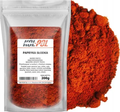 Zdjęcie produktu dla PAPRYKA SŁODKA MIELONA 200g Czerwona aromatyczna naturalna jakość Kol-Pol