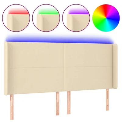 Produktbild von vidaXL LED Kopfteil Creme 203x16x118/128 cm Stoff