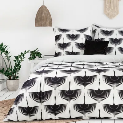 Zdjęcie produktu dla Pościel satynowa MAJA 220x200 Biała + Czarna