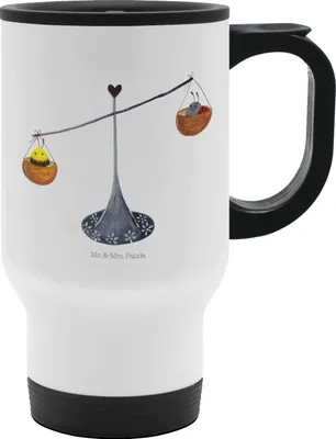 Produktbild von Mr. & Mrs. Panda Camping Becher Sternzeichen Waage - Weiß - Geschenk, Thermobecher To Go, Marienkäfer, Aszendent, thermosbecher, Isolierbecher Edelstahl, Gleichgewicht