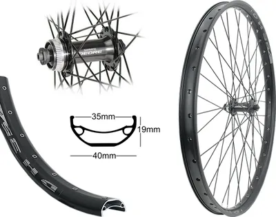Produktbild von Bärwinkels Vorderrad 27,5 Zoll DH35 Disc Shimano M5100 DEORE schwarz CENTER LOCK 35-584