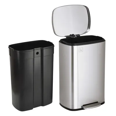 Image de Poubelle à pédale SVITA TQ50 50L conteneur à déchets collecteur de déchets avec pédale acier inoxydable couvercle à fermeture douce avec seau inté