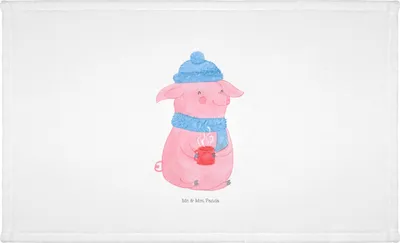 Produktbild von Mr. & Mrs. Panda Handtuch Schweinchen Glühwein - Weiß - Geschenk, Flauschtuch, Weihnachtsmarkt, gesichtshandtuch, Frotteehandtuch, Spruch, frottee, Betrunken, Weihnachten