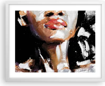 Produktbild von Gerahmtes Poster - Weißer Rahmen - Öl Mund Frau - 50x40 cm - Wand Bild - Wanddeko - Wandbilder - Kunstposter - Wandposter - Bilderrahmen - Bilder - Kunstdruck - Wanddekoration - P2WAA50x40-4724