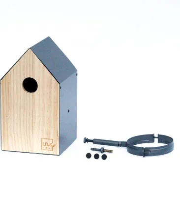 Produktbild von UNUS Vogelhaus Nisthaus Vogelhäuschen Nistkasten Fütterungsstation natur grau