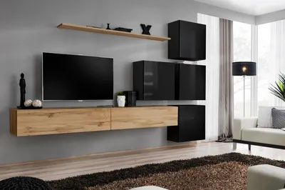 Image de Meubles en bois Meuble TV Étagère murale Ensemble complet de luxe