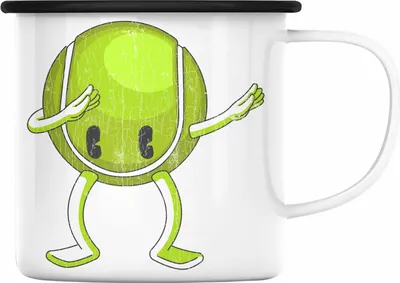 Produktbild von Trendation - Tennis Spieler Emaille Tasse Geschenk Tennis-Trainer Coach Geschenkidee (Schwarz)
