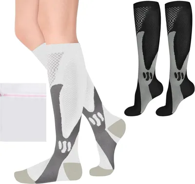 Produktbild von Kompressionsstrümpfe 2 Paar, atmungsaktives Material, Unterstützung beim Sport, für Damen und Herren