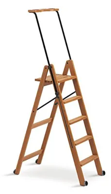 Productafbeelding van Houten Inklapbare Ladder met 5 Treden en Veiligheidssysteem