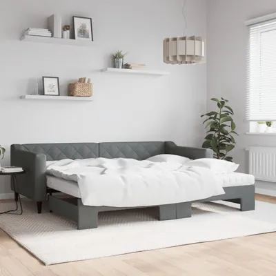 Zdjęcie produktu dla Maison Exclusive – rozkładana sofa z materacem, kolor ciemnoszary, 90 x 200 cm, obicie z tkaniny