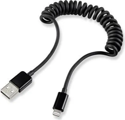 Produktbild von Renkforce USB-Kabel USB 2.0 USB-A Stecker, Apple Lightning Stecker 0.95 m Schwarz Spiralkabel RF4087422