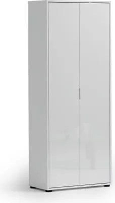 Produktbild von Angitolar - Mehrzweckschrank 2 Türen, 73x180 cm Hochglanz Weiß, 6 Regale Italy