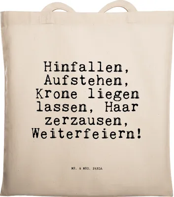 Produktbild von Mr. & Mrs. Panda Shopping Tasche Hinfallen, Aufstehen, Krone liegen... - Transparent - Geschenk, Party, Prinzessin, Baumwollbeutel, Jutebeutel, Sprüche, Spaß, Schultasche