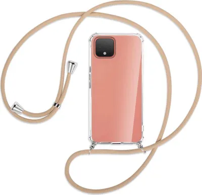 Produktbild von Handykette Backcover-Schutzhülle mit Band (Metall silberfarben) für Google Pixel 4 XL - beige