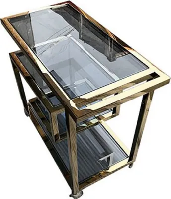 Luxus Trolley Servierwagen Gold Schwarz