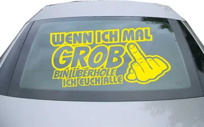 Produktbild von Indigos UG - Aufkleber Heckscheibe & Motorklappe DE6957 - gelb - 600x299 mm - Wenn ich groß bin überhole ich Euch alle - Auto Scheiben Fenster Heckklappe Tuning Racing JDM - Die cut