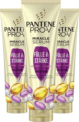 Produktbild von 3 x Pantene Pro-V Miracle Serum Pflegespülung Fülle & Stärke je 160ml mit oder ohne Ausspülen