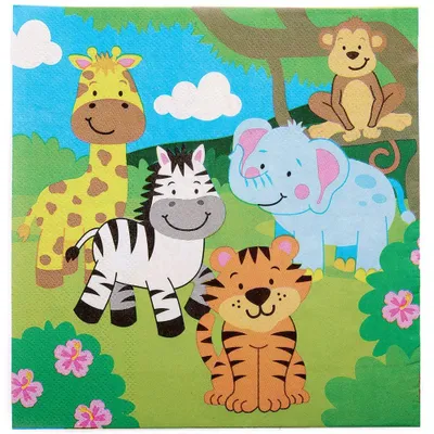 20er-Pack Papierservietten Jungle Chums, 33x33 cm