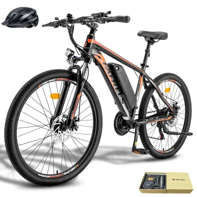 Produktbild von E-Bike MTB 26 Zoll Rostfreie Aluminiumlegierung Pannensichere Reifen bis zu 80 - 100 km Mountainbike mit 21 Gang Wasserdicht IP54, Orange