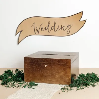 Produktbild von Creative Deco Braune Holzkiste mit Deckel Kartenbox Hochzeit - 29x25x15 cm