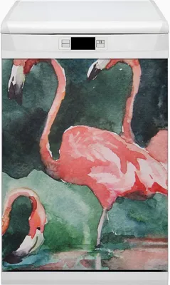 Produktbild von Küche Magnet für Spülmaschine  Abwaschbar 45x80 cm Geschirrspüle  - Lackiertes Flamingo