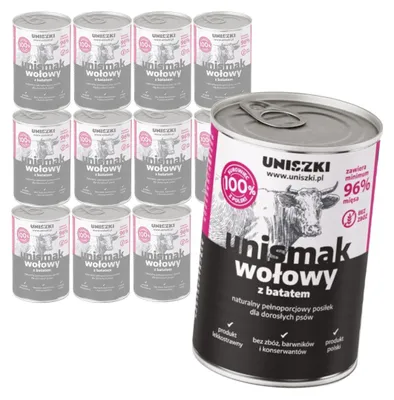 Produktbild von Uniszki Unismak 12x400g getreidefreies Nassfutter für Hunde mit Rind und Süßkartoffel