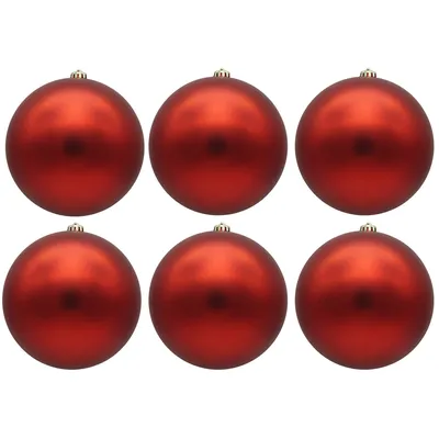 Produktbild von 6 x Weihnachtskugeln für den Außenbereich, frostfest und witterungsbeständig - rot matt - Ø 15 cm - Christbaumkugeln aus Kunststoff für Draußen
