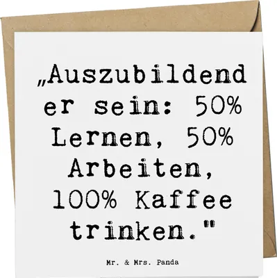 Produktbild von Mr. & Mrs. Panda Grußkarte Spruch Auszubildender - Weiß - Geschenk, berufliche Entwicklung, anlasskarte, Ausbildung, Klappkarte, Lernen, doppelkarte, Unterstützung, Beruf