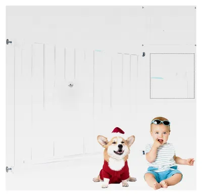 Produktbild von Treppenschutzgitter 95-105 cm ohne Bohren, Metall Türschutzgitter mit Tür für Haustiere und Kinder, Klemmgitter, 90° Stop, automatische Schließfunktion, Weiß