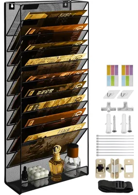 Imagen del producto de Soporte de pared de 11 compartimentos para documentos y revistas