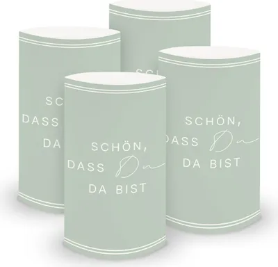 Produktbild von ITENGA 6x Windlichter Schön dass du da bist V3 eukalyptus grün