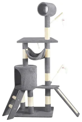 Image de Grand arbre à gratter pour chats, avec plusieurs plateformes et jouets