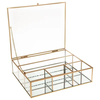 Produktbild von Atmosphera glas-schmuckkästchen goldrahmen mittel - Transparent - Sortierboxen