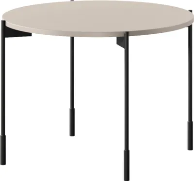 Zdjęcie produktu dla Sonatia Okrągły stolik kawowy 60 cm – blat z MDF w kolorze kaszmiru z czarnymi metalowymi nogami | Kolor: kaszmir