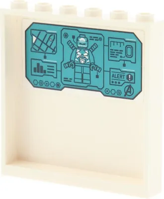 Produktbild von 1x Lego Panele 1x6x5 weiß Sticker innen 'ALERT' Avengers Logo 76131 59349pb400