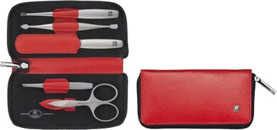 Zdjęcie produktu dla Zestaw do manicure skórzany etui 5 el. Twinox Zwilling czerwony