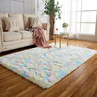 Zdjęcie produktu dla Ibenzoa® Miękki dywan z pluszu, 80 x 120 cm – kolorowy dywan z poliestru, z pianką memory i antypoślizgową podkładką, idealny do salonu i pokoju dziecięcego